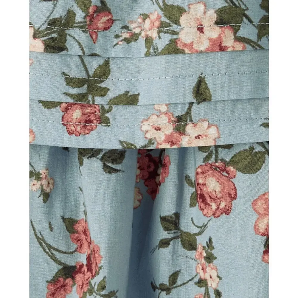 Gymboree Girls Floral Pleated Tiered Dress - Highland Hills - Gray